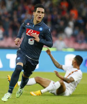 Napoli's Spanish forward Jose Maria Callejon celebrates after scoring during the Italian Serie A football match SSC Napoli vs AS Roma on November 1st, 2014 at the San Paolo stadium in Naples. AFP PHOTO/CARLO HERMANN Napoli's Spanish forward Jose Maria Callejon celebrates after scoring during the Italian Serie A football match SSC Napoli vs AS Roma on November 1st, 2014 at the San Paolo stadium in Naples. AFP PHOTO/CARLO HERMANN
