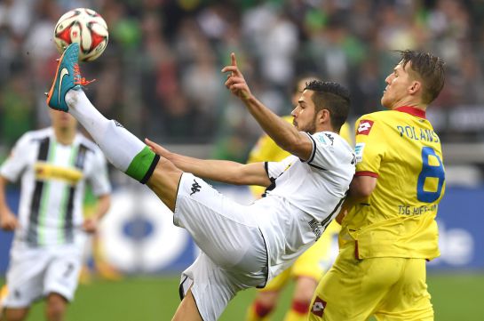 Moenchengladbach's Spanish defender Alvaro Dominguez and Hoffenheim's midfielder Eugen Polanski (R) vie for the ball during the German first division Bundesliga football match Borussia Moenchengladbach vs 1899 Hoffenheim in Moenchengladbach, western Germany on November 2, 2014. Moenchengladbach won the match 3-1. AFP PHOTO / PATRIK STOLLARZ
RESTRICTIONS / EMBARGO x96 DFL RULES TO LIMIT THE ONLINE USAGE DURING MATCH TIME TO 15 PICTURES PER MATCH. IMAGE SEQUENCES TO SIMULATE VIDEO IS NOT ALLOWED AT ANY TIME. FOR FURTHER QUERIES PLEASE CONTACT DFL DIRECTLY AT + 49 69 650050. Moenchengladbach's Spanish defender Alvaro Dominguez and Hoffenheim's midfielder Eugen Polanski (R) vie for the ball during the German first division Bundesliga football match Borussia Moenchengladbach vs 1899 Hoffenheim in Moenchengladbach, western Germany on November 2, 2014. Moenchengladbach won the match 3-1. AFP PHOTO / PATRIK STOLLARZ
RESTRICTIONS / EMBARGO x96 DFL RULES TO LIMIT THE ONLINE USAGE DURING MATCH TIME TO 15 PICTURES PER MATCH. IMAGE SEQUENCES TO SIMULATE VIDEO IS NOT ALLOWED AT ANY TIME. FOR FURTHER QUERIES PLEASE CONTACT DFL DIRECTLY AT + 49 69 650050.