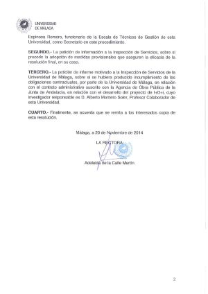 Expediente de investigación de la Universidad de Málaga a Iñigo Errejón Expediente de investigación de la Universidad de Málaga a Iñigo Errejón