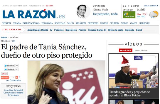 Captura de la noticia falsa publicada por 'La Razón', ahora eliminada Captura de la noticia falsa publicada por 'La Razón', ahora eliminada