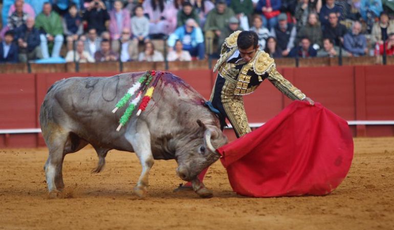 El diestro mexicano Joselito Adame en un natural al cuarto toro de la tarde en la Maestranza El diestro mexicano Joselito Adame en un natural al cuarto toro de la tarde en la Maestranza
