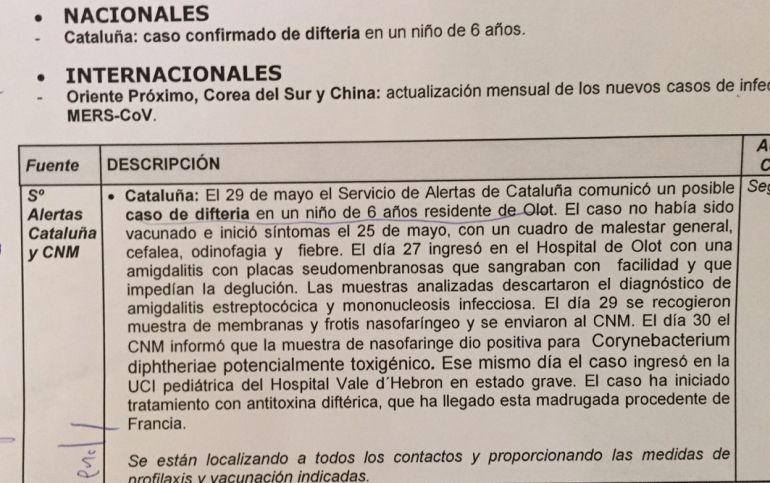 Comunicado del Ministerio de Sanidad donde se confirma el caso Comunicado del Ministerio de Sanidad donde se confirma el caso