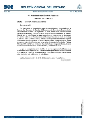 Caso Nóos: El Tribunal de Cuentas investiga pagos de Madrid a una fundación de Nóos Caso Nóos: El Tribunal de Cuentas investiga pagos de Madrid a una fundación de Nóos
