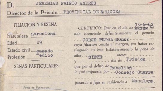 Fragmento del Certificado de Licencia de Jordi Pujol (1962)