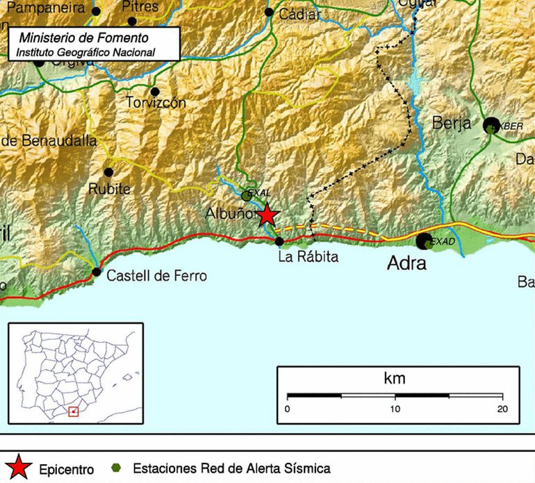 Gráfico del terremoto de Albuñol del 23 de noviembre de 2015 Gráfico del terremoto de Albuñol del 23 de noviembre de 2015