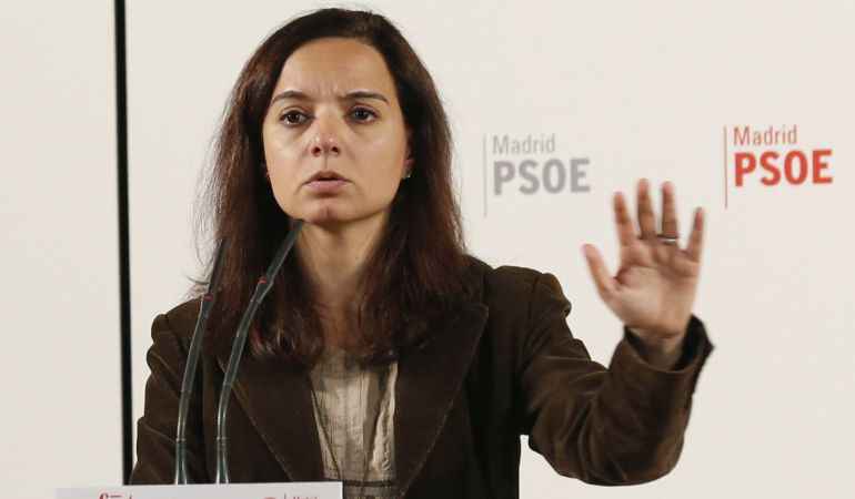 La secretaria general del PSOE-M, Sara Hernández, durante un acto de campaña electoral La secretaria general del PSOE-M, Sara Hernández, durante un acto de campaña electoral