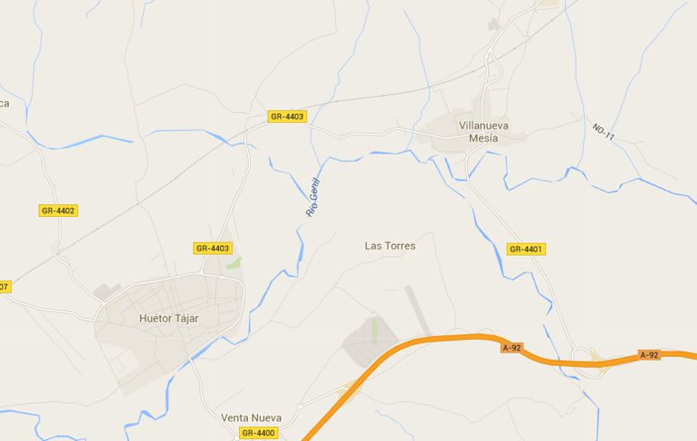 Mapa de la zona del río Genil entre Huétor Tájar y Villanueva Mesía donde ha sido encontrado el cadáver del joven desaparecido Mapa de la zona del río Genil entre Huétor Tájar y Villanueva Mesía donde ha sido encontrado el cadáver del joven desaparecido