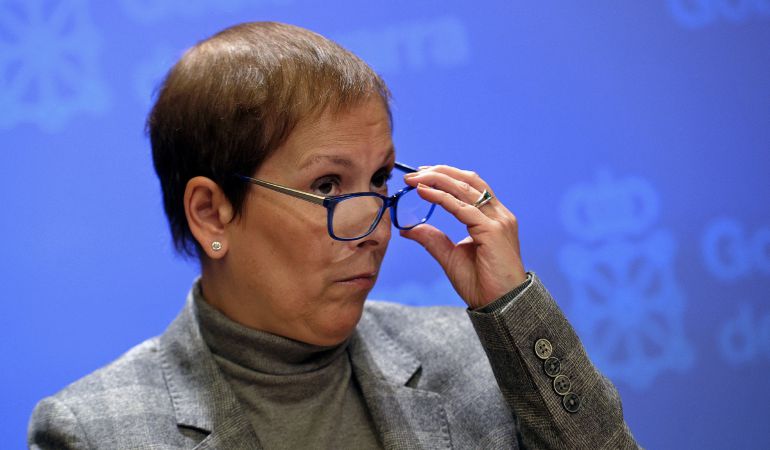 La presidenta del Gobierno foral, Uxue Barkos, durante una conferencia de prensa en donde ha reconocido que le "preocupan" los desacuerdos entre los cuatro partidos que sustentan a su gabinete. La presidenta del Gobierno foral, Uxue Barkos, durante una conferencia de prensa en donde ha reconocido que le "preocupan" los desacuerdos entre los cuatro partidos que sustentan a su gabinete.