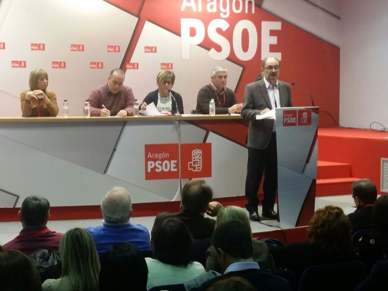 Javier Lambán, durante su intervención en el comité regional del PSOE Javier Lambán, durante su intervención en el comité regional del PSOE