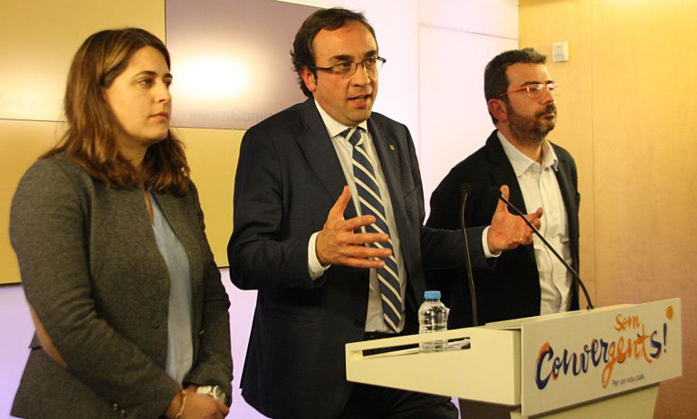 La portaveu de CDC, Marta Pascal, el fins ara coordinador general del partit, Josep Rull, i el secretari de Règim Intern, Francesc Sànchez La portaveu de CDC, Marta Pascal, el fins ara coordinador general del partit, Josep Rull, i el secretari de Règim Intern, Francesc Sànchez