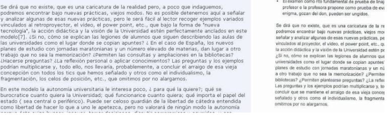 Comparación realizada por el investigador peruano Luis Vélez entre un artículo de un profesor de la universidad de Oviedo (izquierda) y la tesis de César Acuña (derecha) Comparación realizada por el investigador peruano Luis Vélez entre un artículo de un profesor de la universidad de Oviedo (izquierda) y la tesis de César Acuña (derecha)