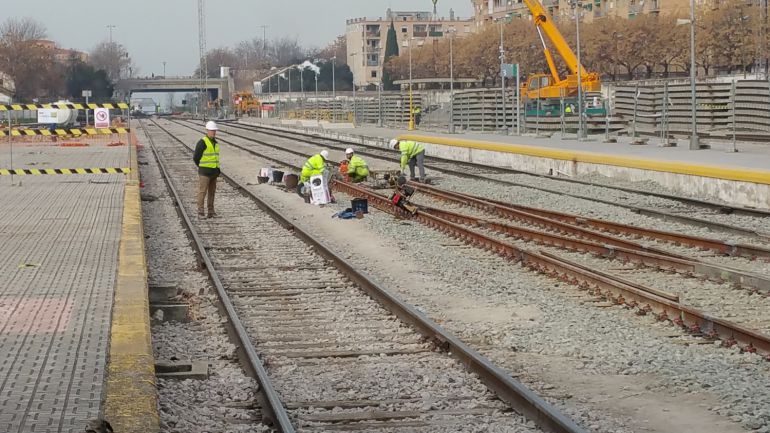 Obras del AVE en la estación de tren de Granada Obras del AVE en la estación de tren de Granada