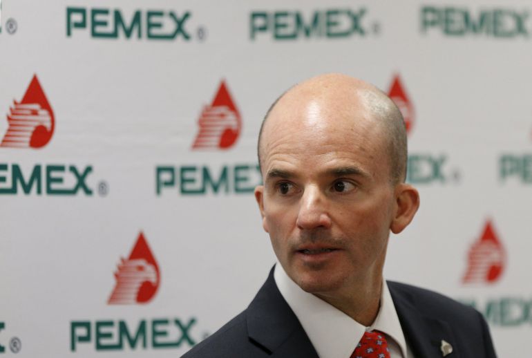 Jose Antonio Gonzalez Anaya, Chief Executive Officer of Petroleos Mexicanos (Pemex), arrives to attend a news conference in Mexico City. Jose Antonio Gonzalez Anaya, Chief Executive Officer of Petroleos Mexicanos (Pemex), arrives to attend a news conference in Mexico City.