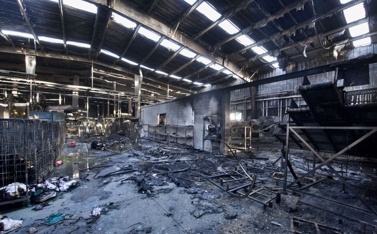 Estado de las instalaciones de Indusal tras el incendio Estado de las instalaciones de Indusal tras el incendio