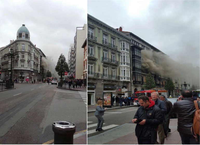 Incendio en la Calle Uría de Oviedo. Incendio en la Calle Uría de Oviedo.