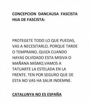 Concepción Dancausa denuncia haber recibido amenazas esta mañana Concepción Dancausa denuncia haber recibido amenazas esta mañana