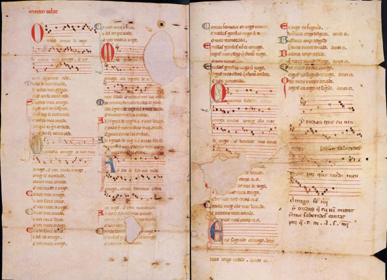 Pergamino Vindel conteniendo algunas de las cantigas de Amigo de Martín Cödax y expuesto en el Museo Morgan Library de Nueva York. Pergamino Vindel conteniendo algunas de las cantigas de Amigo de Martín Cödax y expuesto en el Museo Morgan Library de Nueva York.