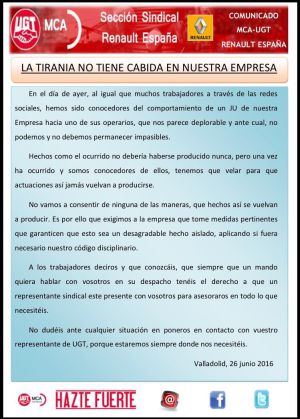 Denuncian a un jefe de unidad de Renault por un delito de trato degradante a un trabajador Denuncian a un jefe de unidad de Renault por un delito de trato degradante a un trabajador