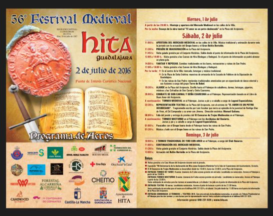 Festival Medieval de Hita. Hita celebra este sábado su tradicional festival que llega a la edición número 56: La Edad Media vuelve a Hita este sábado Festival Medieval de Hita. Hita celebra este sábado su tradicional festival que llega a la edición número 56: La Edad Media vuelve a Hita este sábado