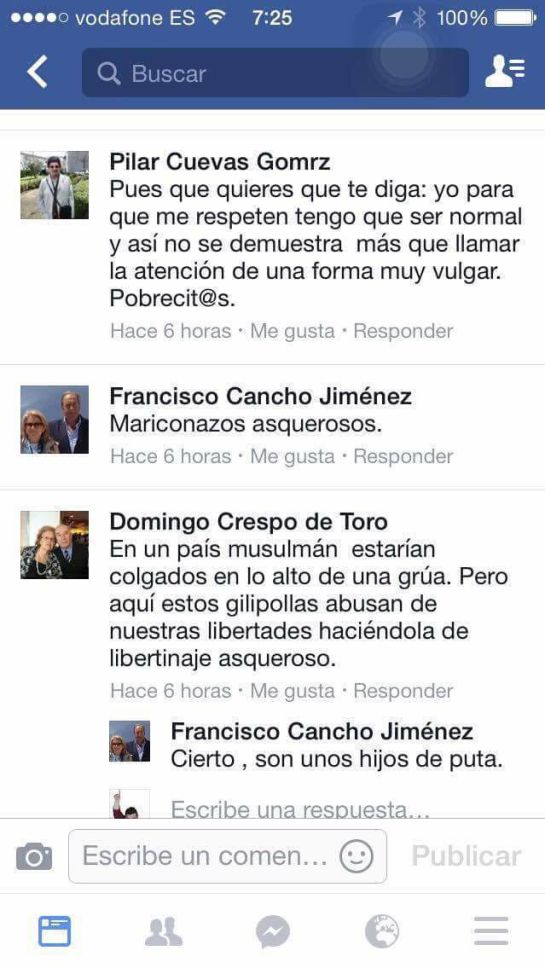 Comentarios a la publicación de la concejala en su Facebook Comentarios a la publicación de la concejala en su Facebook