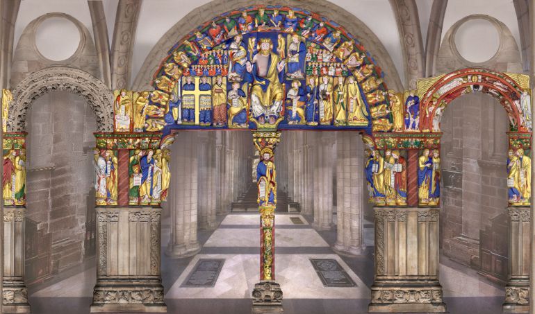 Reconstrucción de las policromías del Pórtico de la Gloria. Reconstrucción de las policromías del Pórtico de la Gloria.