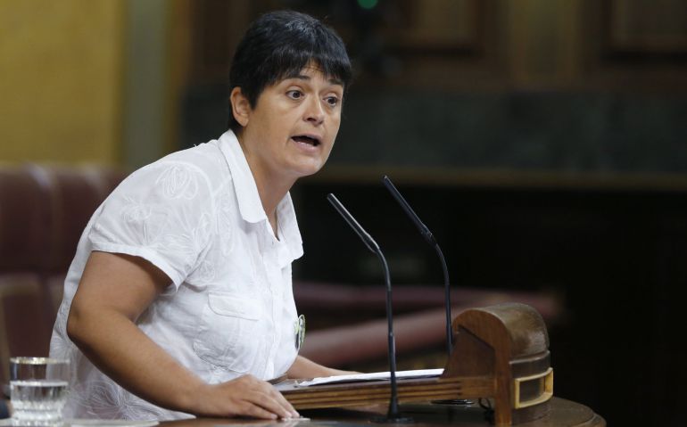 La diputada de EH Bildu, Marian Beitialarrangoitia, durante su intervención en la segunda sesión del debate de investidura La diputada de EH Bildu, Marian Beitialarrangoitia, durante su intervención en la segunda sesión del debate de investidura