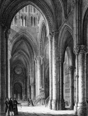 Grabado del interior de la catedral de Cuenca en 1853. Grabado del interior de la catedral de Cuenca en 1853.