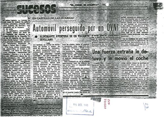 Noticia del avistamiento en la prensa de la época, que tambien forma parte del expediente Noticia del avistamiento en la prensa de la época, que tambien forma parte del expediente