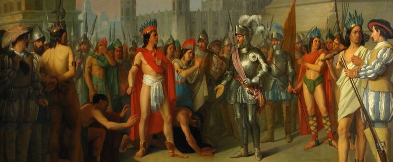 Apresamiento del último emperador de México por las tropas de Hernán Cortés, en el Museo del Prado. Apresamiento del último emperador de México por las tropas de Hernán Cortés, en el Museo del Prado.