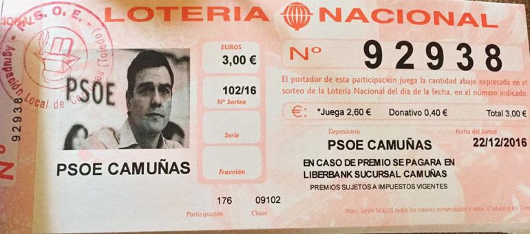 Imagen de la participación de Lotería con la cara de Pedro Sánchez Imagen de la participación de Lotería con la cara de Pedro Sánchez