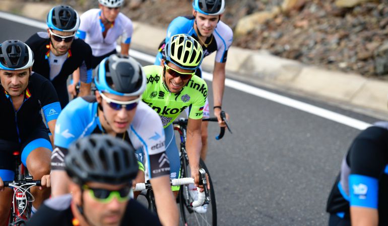 Alberto Contador rodó con la Fundación y los ganadores de su concurso la semana pasada en Gran Canaria Alberto Contador rodó con la Fundación y los ganadores de su concurso la semana pasada en Gran Canaria