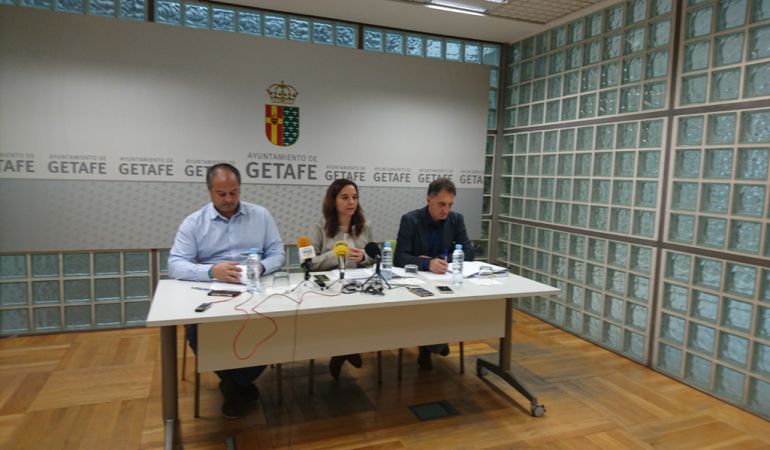 La alcaldesa de Getafe durante su última rueda de prensa La alcaldesa de Getafe durante su última rueda de prensa