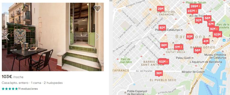 Airbnb mantiene una importante oferta de pisos turísticos en Barcelona, especialmente en el distrito de Ciutat Vella Airbnb mantiene una importante oferta de pisos turísticos en Barcelona, especialmente en el distrito de Ciutat Vella