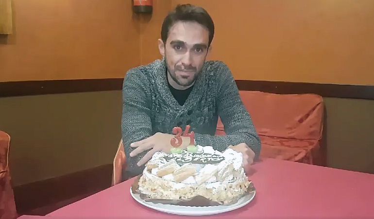 Alberto Contador celebró con la tradicional tarta su trigésimocuarto cumpleaños Alberto Contador celebró con la tradicional tarta su trigésimocuarto cumpleaños
