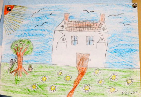 Uno de los dibujos expuestos en la consulta de Nefrología del Puerta del Mar Uno de los dibujos expuestos en la consulta de Nefrología del Puerta del Mar