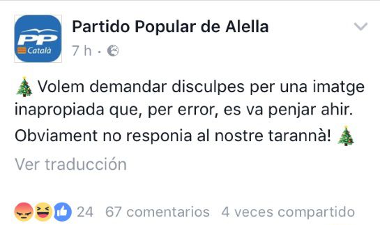 Disculpas del PP de Alella. Disculpas del PP de Alella.
