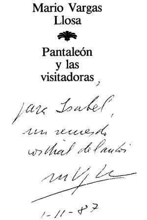 Dedicatoria de Vargas Llosa. Dedicatoria de Vargas Llosa.