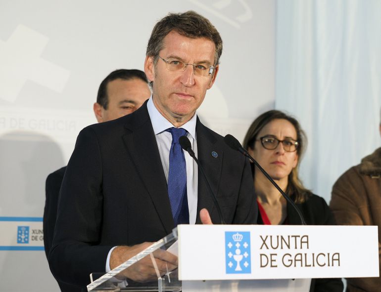 El presidente de la Xunta, Alberto Núñez Feijóo, durante su intervención hoy en el acto de puesta en servicio de la VAP Celeiro-San Cibrao. El presidente de la Xunta, Alberto Núñez Feijóo, durante su intervención hoy en el acto de puesta en servicio de la VAP Celeiro-San Cibrao.