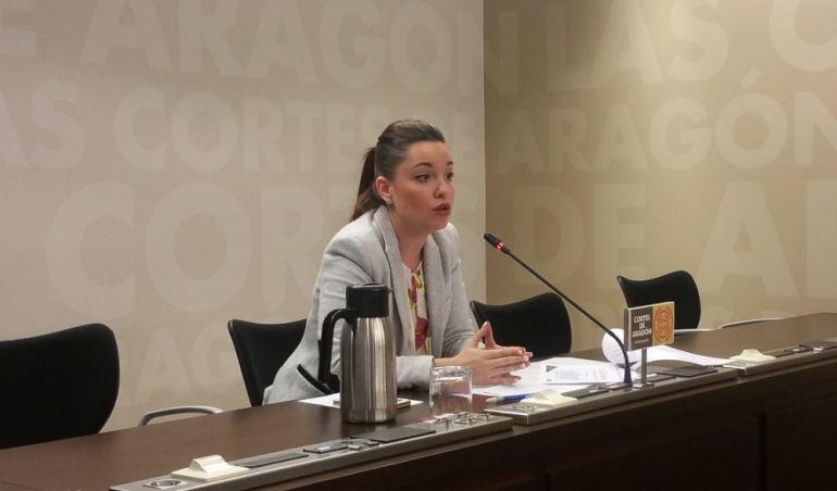 La portavoz de Podemos, Maru Díaz, en su comparecencia en las Cortes La portavoz de Podemos, Maru Díaz, en su comparecencia en las Cortes