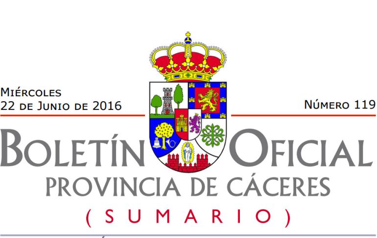Portada del Boletín Oficial de la Provincia de Cáceres Portada del Boletín Oficial de la Provincia de Cáceres