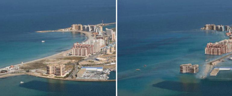 Resultado de imagen de SUBIDA NIVEL AGUA EN EL MAR MENOR