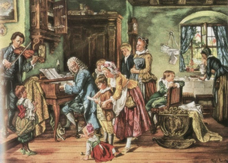 “J.S. Bach and his family at morning prayers” “J.S. Bach and his family at morning prayers”