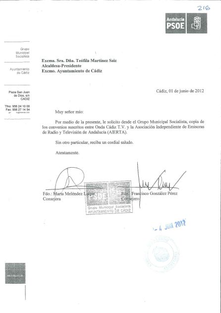 Documento de uno de los requerimiento del PSOE para obtener información sobre los acuerdos con Aierta Documento de uno de los requerimiento del PSOE para obtener información sobre los acuerdos con Aierta