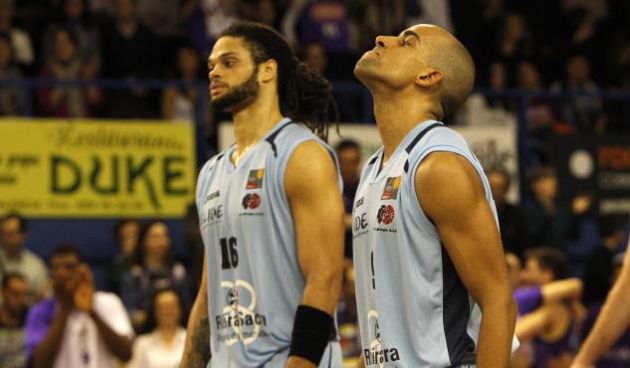 Los jugadores del Breogán en la final de la Copa Príncipe ante Palencia Los jugadores del Breogán en la final de la Copa Príncipe ante Palencia