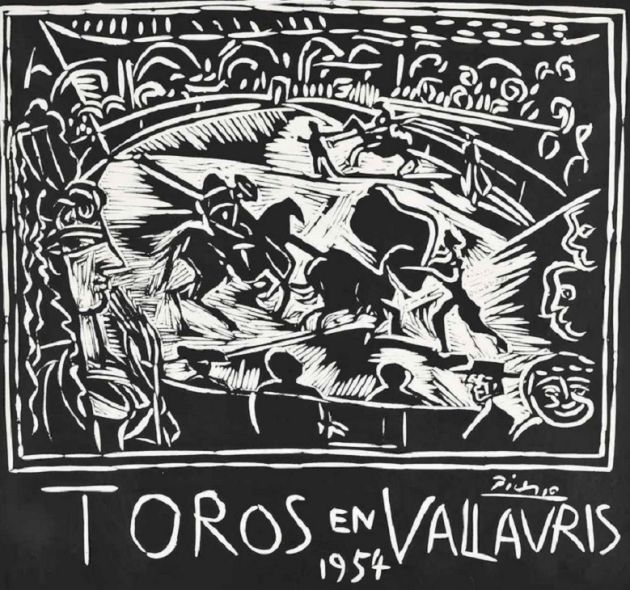 Cartel elaborado por Picasso para anunciar la corrida de toros de Vallauris en 1954 Cartel elaborado por Picasso para anunciar la corrida de toros de Vallauris en 1954