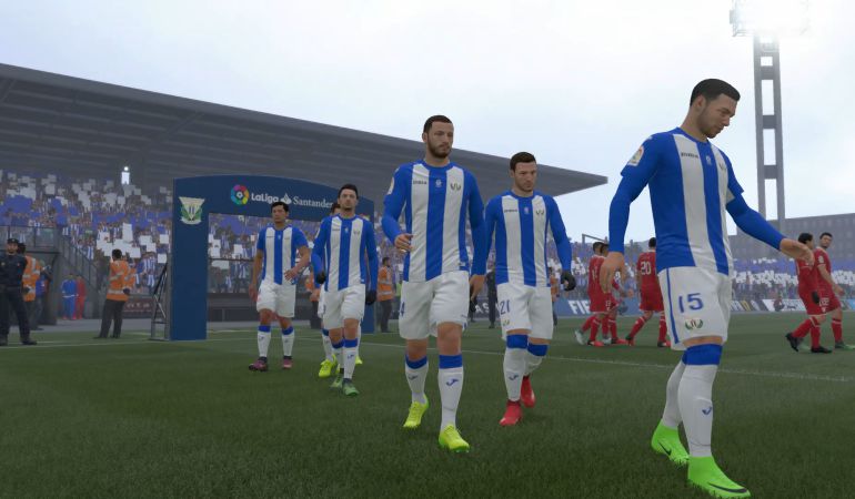 El CD Leganés saltando al campo en FIFA 17 El CD Leganés saltando al campo en FIFA 17