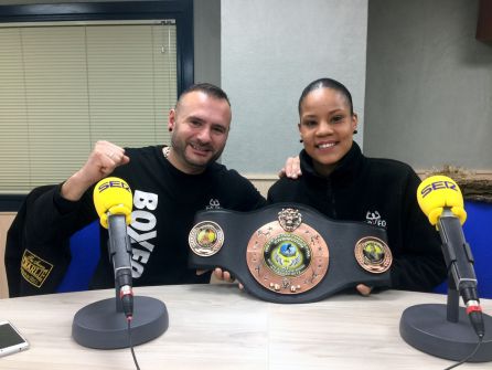 Katherine Quintana con su entrenador César Rodríguez Katherine Quintana con su entrenador César Rodríguez