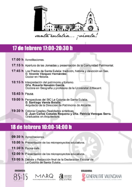 Diptico Jornadas Técnico-Educativas sobre La Colonia Santa Eulalia Diptico Jornadas Técnico-Educativas sobre La Colonia Santa Eulalia