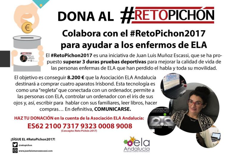 Cartel del #RetoPichon2017 para ayudar a los enfermos de ELA Cartel del #RetoPichon2017 para ayudar a los enfermos de ELA