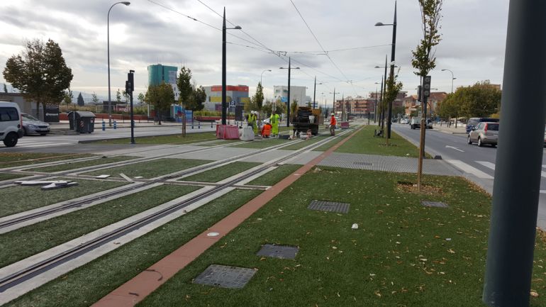 Trabajos de preparación del metro de Granada en el barrio de Zaidín Trabajos de preparación del metro de Granada en el barrio de Zaidín